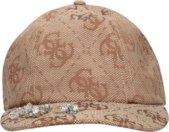 Guess Accessoires, Dames, Beige, ONE Size, Polyester, Audrey Logo Jacq Baseball Cap