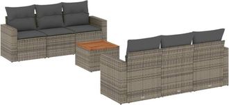 vidaXL Set De Sof&aacute;s De Jard&iacute;n 7 Piezas Con Cojines Rat&aacute;n Pe Gris Vidaxl