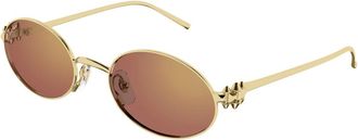 Cartier Sunglasses, unisex, Yellow, Size: 52 MM Oval Embellished Sunglasses