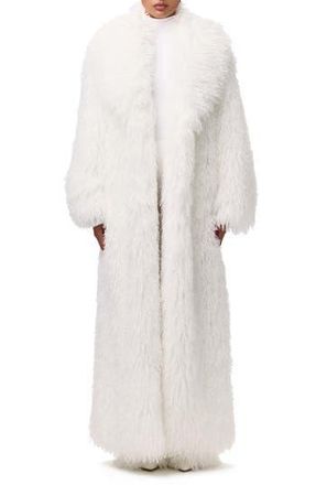 Naked Wardrobe Faux Shearling Coat in Ivory at Nordstrom Rack, Size Large