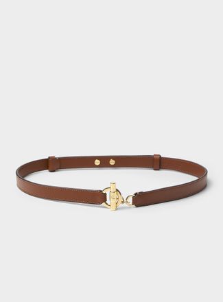 Lauren Ralph Lauren Womens Toggle and ring thin leather belt