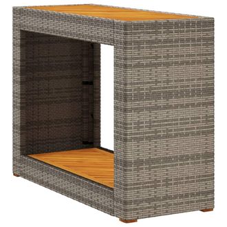vidaXL Vidaxl - Mesa Auxiliar Jard&iacute;n Tapa Madera Rat&aacute;n Pe Gris 100x40x75 Cm