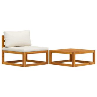 vidaXL Set De Sof&aacute; De Jard&iacute;n 2 Pzas Con Coj&iacute;n Madera Maciza De Acacia Vidaxl