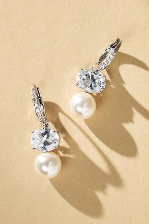 Nadri Crystal Pearl Drop Earrings