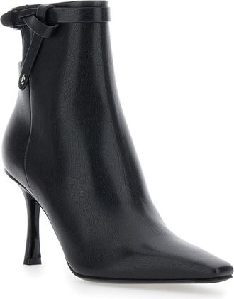 Jimmy Choo London Womens Black Ankle Boots With Knot Detail Leather