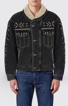 Isabel Marant Jackson Embroidered Cotton Denim Jacket with Shawl Collar