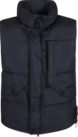 Stone Island Logo Patch High-neck Padded Vest Navy 7915G0423-V0020