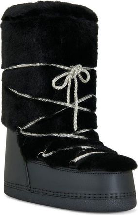 Azalea Wang Karmela Faux Fur Flatform Snow Bootie in Black at Nordstrom, Size 11