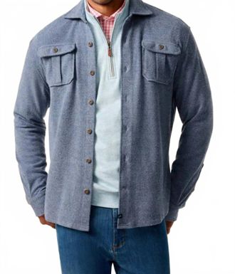 Johnnie-O Carl Stretch Knit Flannel Lodge Shirt In Laguna Blue