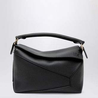 Loewe Small black grained leather Puzzle Edge bag