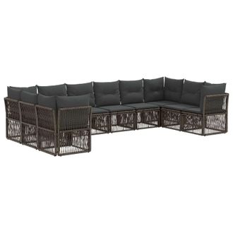 vidaXL Conjunto De Sof&aacute;s De Jard&iacute;n 10 Pcs Gris Rat&aacute;n Sint&eacute;tico Vidaxl