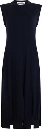 Moschino Gebreide Jurk - Dames - Kleedjes - Blauw - XL - Wol - Kleedjes