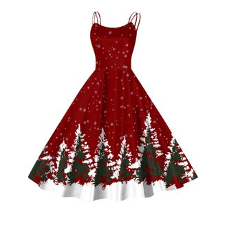 Generic Christmas Dresses for Women UK Slip Dress Off Shoulder Swing V Neck A Line Midi Formal Swing Dress Xmas Long Elegant Evening Gowns Cocktail Dresses Ch
