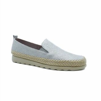 The Flexx Womens Chappie Leather Espadrille In Silver Metal