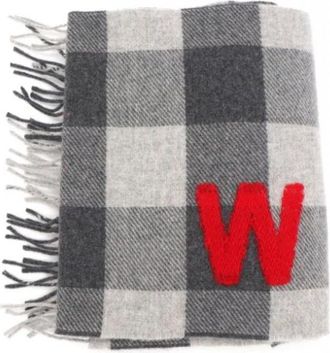 Max Mara Houndstooth wollen sjaal - unisex - Wintersjaals - Grijs - ONE Size - Wol - Accessoires