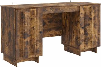 vidaXL Escritorio Roble Ahumado Madera De Ingenier&iacute;a Vidaxl