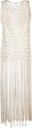 Forte_Forte crochet tassel-trim dress - women - Viscose - OS - Gold