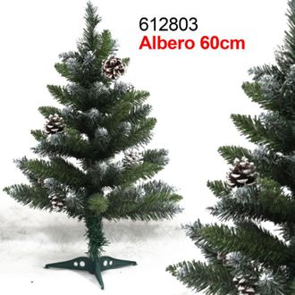 Trade Shop Trade Shop - Albero Di Natale 60 Cm Verde Effetto Innevato Con Pigne Decorazioni Addobbi