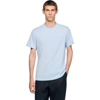 Sandro T-shirt with heart patch in Sky Blue at Nordstrom, Size Xx-Large
