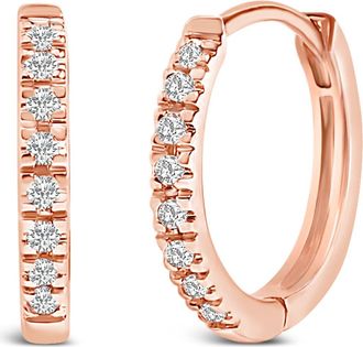 House of Brilliance 14K Gold 1/5 CTW Diamond Huggie Hoop Earrings in Rose at Nordstrom