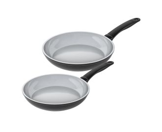 Kuhn Rikon Easy Ceramic Aluminium Induction Safe Frying Pan, Set of 2, 24cm & 28cm in Grey