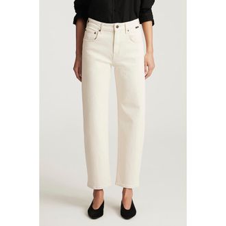 Mavi Nica High Waist Barrel Jeans in Beige at Nordstrom, Size 25 X 28
