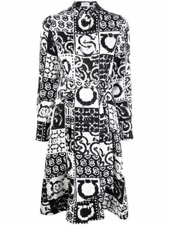 Ferragamo Gancini-print shirt dress - women - Silk - 38 - Black