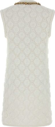 Burberry Womens Stretch Crochet Dress White Cotton Nylon Elastane