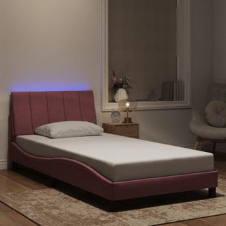 vidaXL Vidaxl - Estructura De Cama Con Luces Led Terciopelo Rosa 100x200 Cm