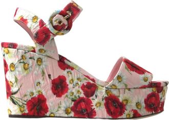 Dolce & Gabbana Multicolor bloemenprint sleehakken - Dames - Sleehakken - Veelkleurig - 37 1/2 EU - Katoen - Schoenen
