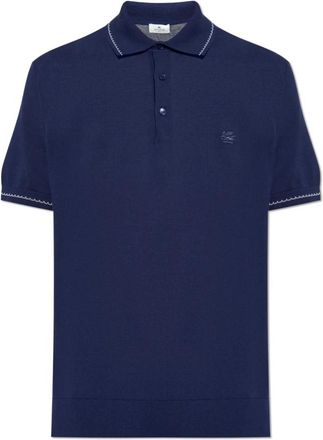 Etro Katoenen poloshirt met geborduurd logo - Heren - Polos - Blauw - XL - Katoen - Tops