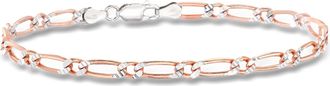 Ross-Simons Italian Sterling Silver and 18kt Rose Gold Over Sterling Figaro Bracelet