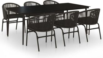 vidaXL Juego De Comedor Para Jard&iacute;n 7 Piezas Negro Vidaxl
