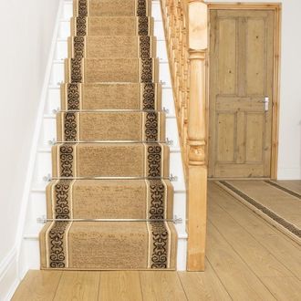 Runrug Stair Runner Carpet for Staircases - Soft & Comfy, 9mm - Tribal in Beige | Size: 60 cm x 480 cm