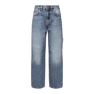 Pinko Straight Jeans, female, Blue, Size: W28 Blue Denim Jeans with Logo Details