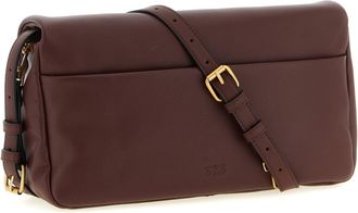 Pinko Leather Flap Crossbody Bag - Brown