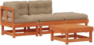 vidaXL Conjunto De Sof&aacute;s De Jard&iacute;n 4 Uds. Marr&oacute;n Cera Vidaxl