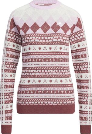 adidas (WMNS) adidas Graphic Long Sleeve Pullover Sweater Asia Sizing Burgundy White HG8213