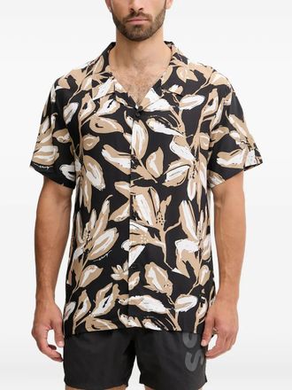 BOSS floral-print short-sleeve shirt - men - Viscose - 50 - Black