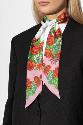 Moschino Silk Scarf With Floral Motif, Unisex, Multicolour