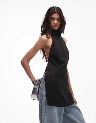 Mango Capsule - Top nero allacciato al collo con schiena scoperta