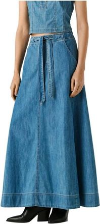 Pepe Jeans London UHW Maxi Rok - Dames - Spijkerrokken - Blauw - XS - Denim - Rokken