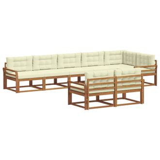 vidaXL Conjunto De Sof&aacute;s De Exterior Con Coj&iacute;n 8 Pcs Natural Y Crema Vidaxl