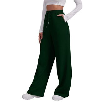 Generic Wide Leg Joggers for Women UK,Fall High Waist Sweatpants Casual Baggy Straight Leg Joggers Comfy Lightweight Lounge Palazzo Trousers Sports Running Yo