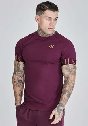 Siksilk T-Shirt SIKSILK Siksilk T-Shirt Tech T-Shirt, Herren, Gr. XL, rot (weinrot), Obermaterial: 95% Baumwolle CO. 5% Elasthan EL., Shirts T-Shirt