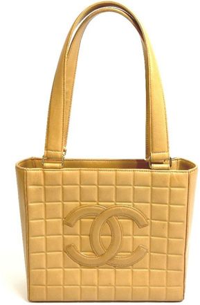 Chanel Beige Leather Handbag Tote Bag (Pre-Owned)