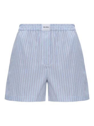 The Attico striped-pattern elasticated mini shorts - Blue