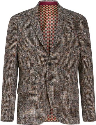 Etro notched-lapels check-pattern blazer - men - Alpaca/Polyamide/Wool/Viscose/Cupro/Viscose - 48 - Brown