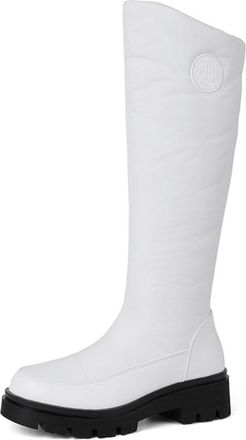 Generic Womens Knee-High Snow Boots Warm Padded Winter Boots with Chunky Platform Sole Waterproof Non-Slip for Cold Weather Outdoor Skiing Walking,White,6.5 U