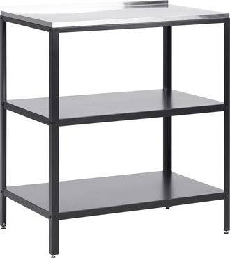 Beliani Cocina Exterior De Metal Negro Plateado 80 Cm Isla Acero Inoxidable 2 Estantes Vilama